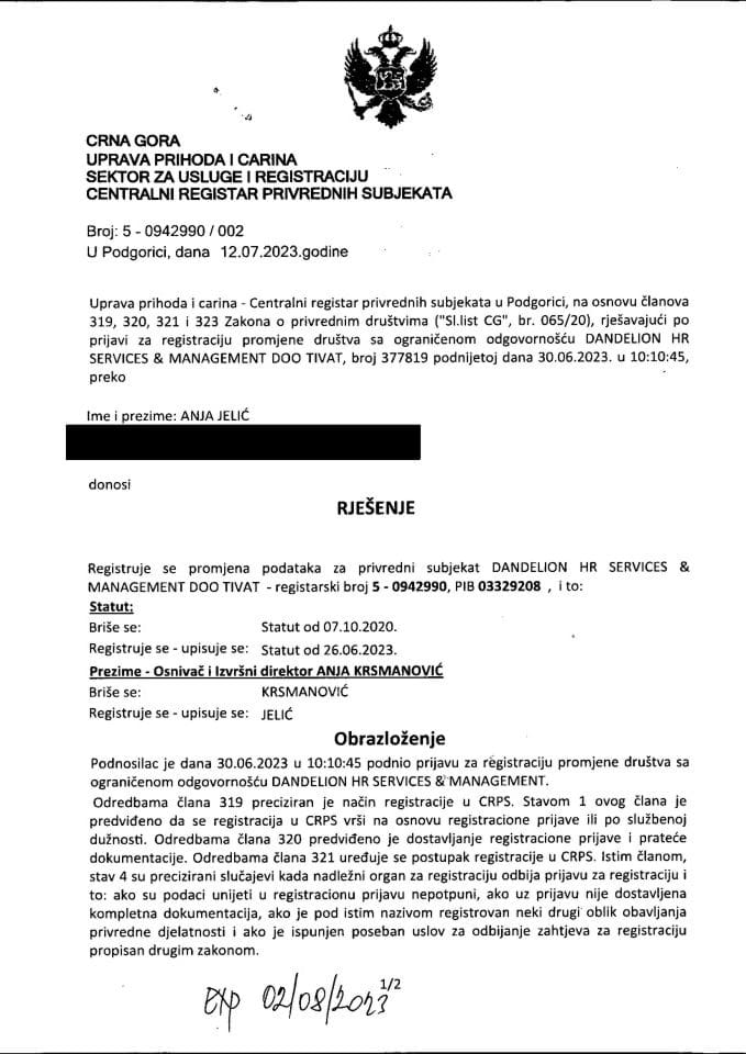 Информација ИИ 05/02-УП-277/5-24