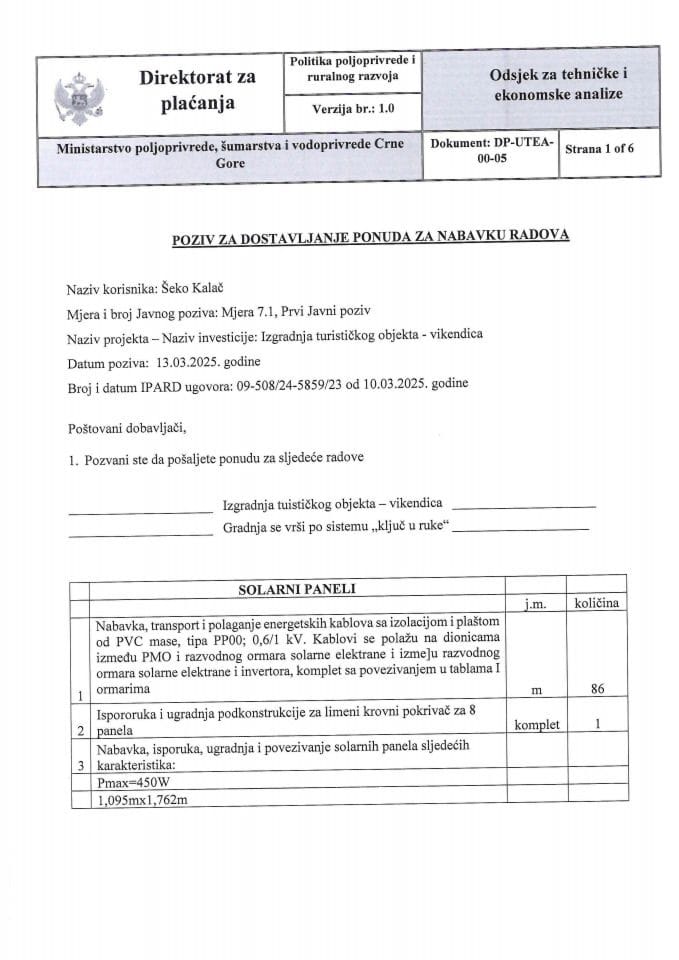 Poziv za nabavku radova 2