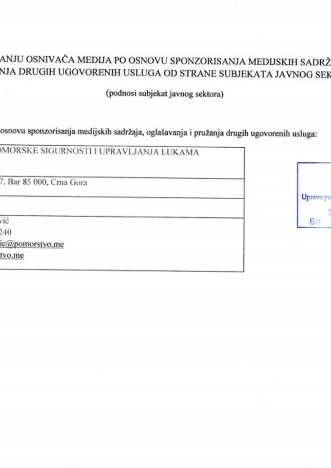 Obrazac uplata medijima UPSUL 2024