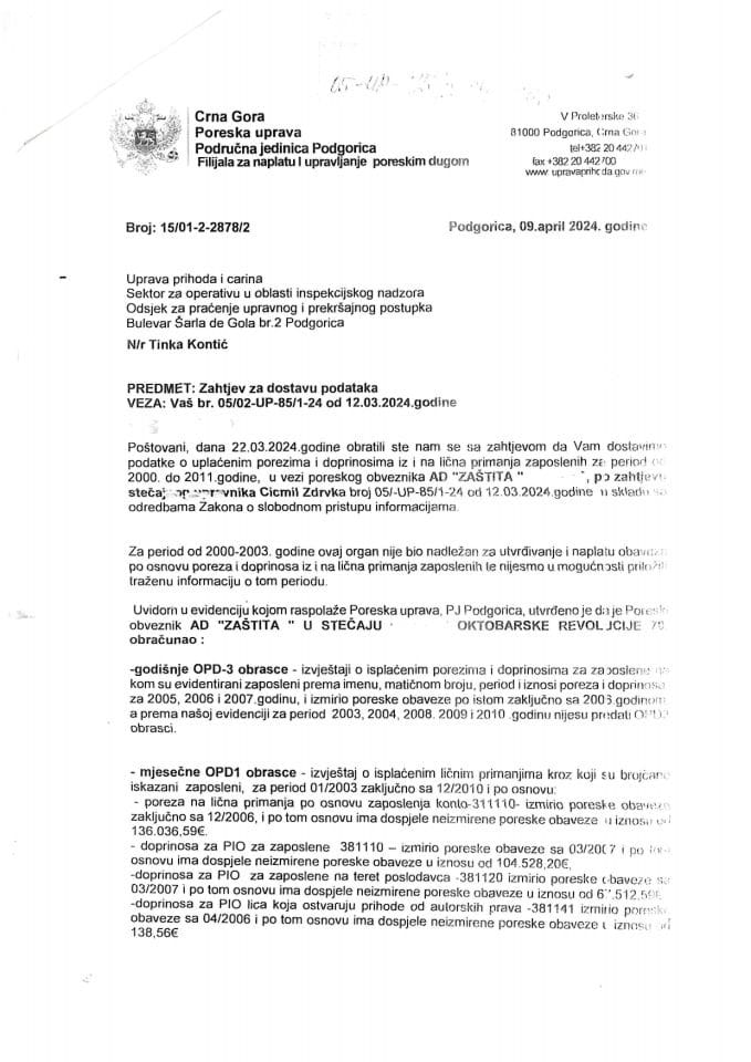 Информација 05/02-УП-85/4-24