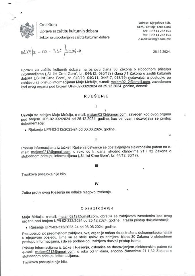 SPI Rješenje UP-I-02-332-2024-1 od 26.12.2024.