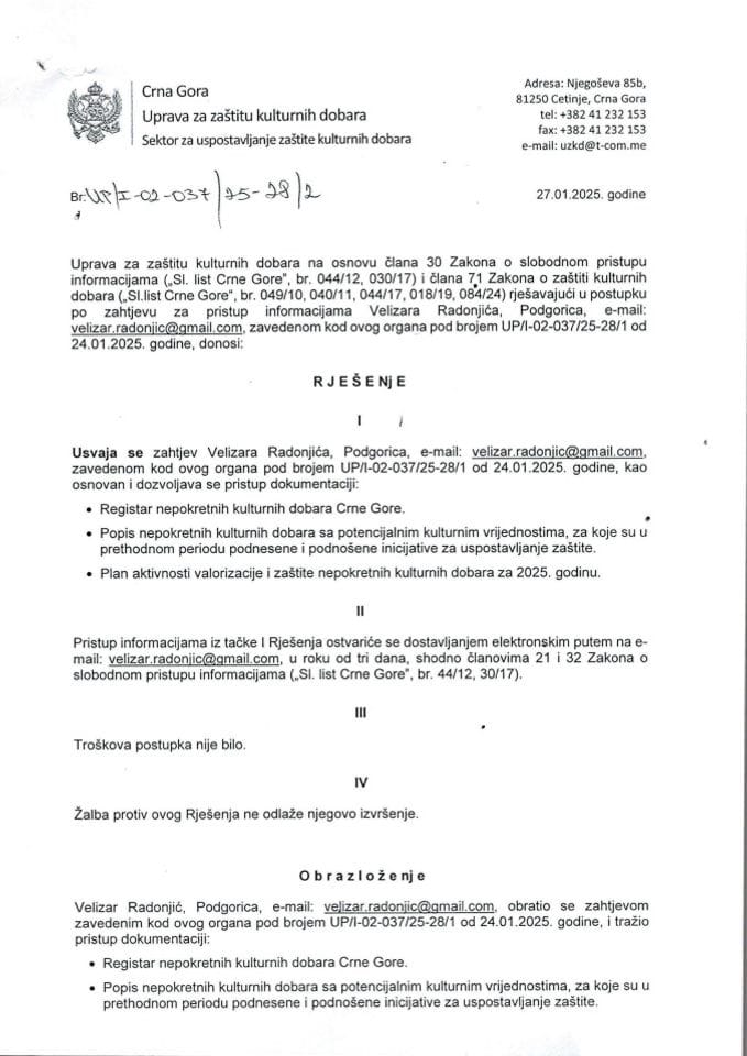 SPI Rješenje UP-I-02-037-25-28-2 od 27.01.2025.