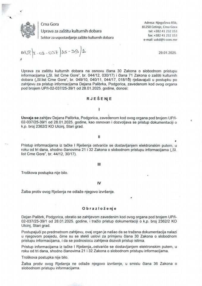 SPI Rješenje UP-I-02-037-25-39-2 od 29.01.2025.