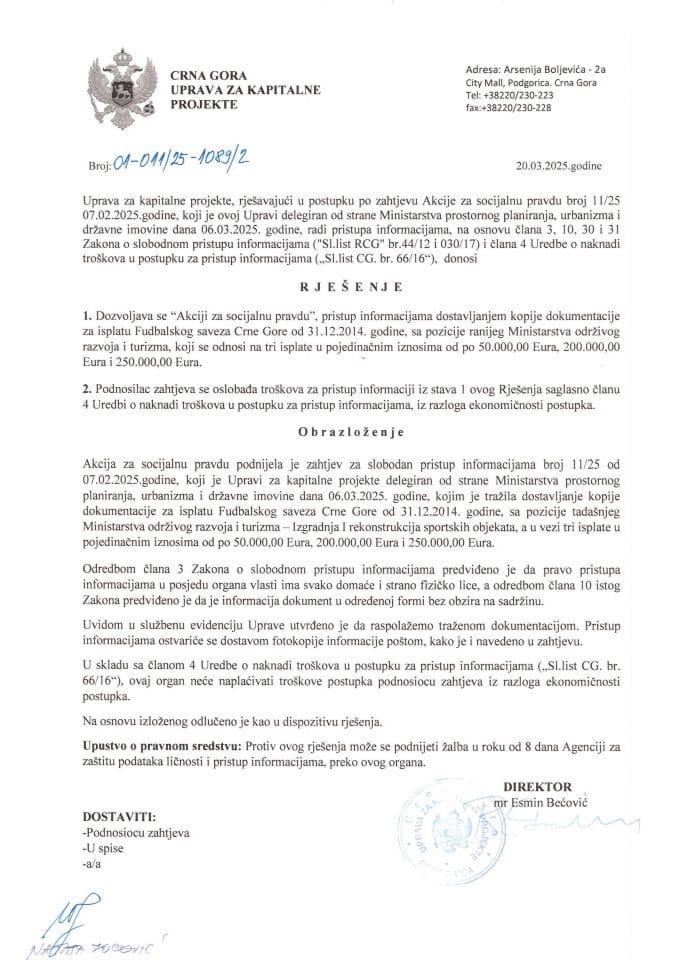 01-011_25_1089_2_Акција за социјалну правду-рјешење о дозволи стадион