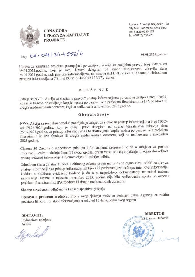 01-011_24-4556_4_НВО Акција за социјалну правду-Ријесење одговор на број 170