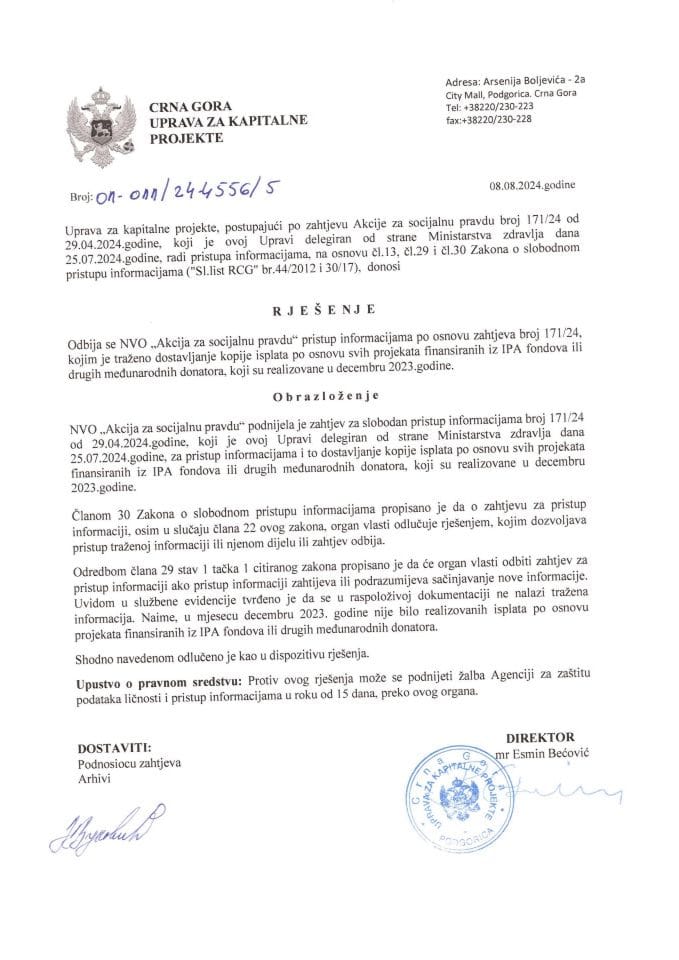 01-011_24-4556_5_НВО Акција за социјалну правду-Ријесење одговор на број 171