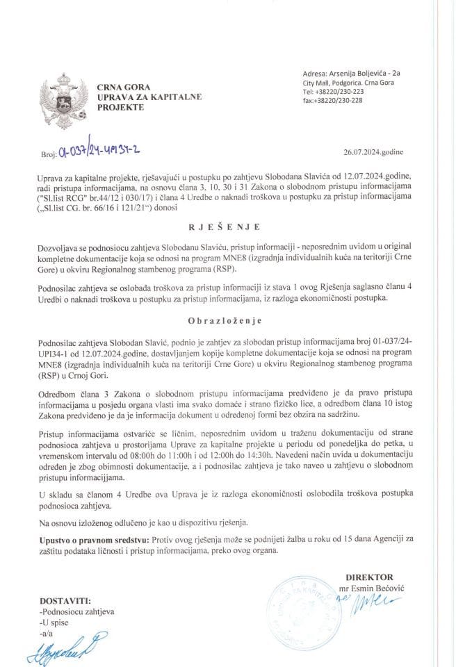 01-037_24-УПИ34-2_Слободан Славић-рјешење о приступу инф рхп8