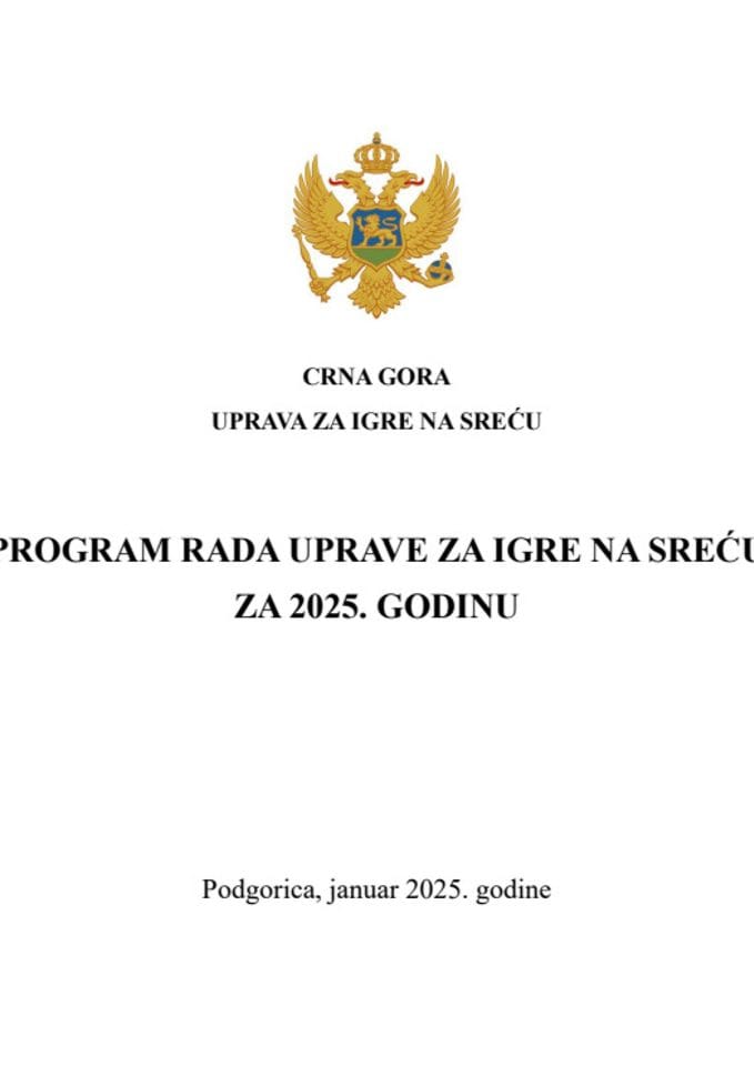 Program rada Uprave za igre na sreću za 2025. godinu