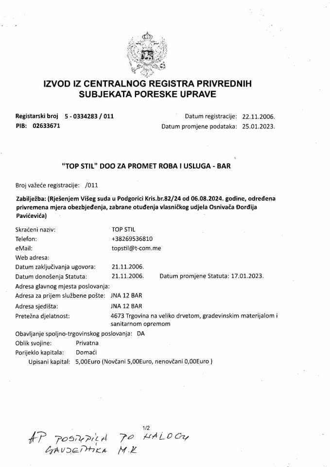 Informacija X 05/02-UP-288/5-24