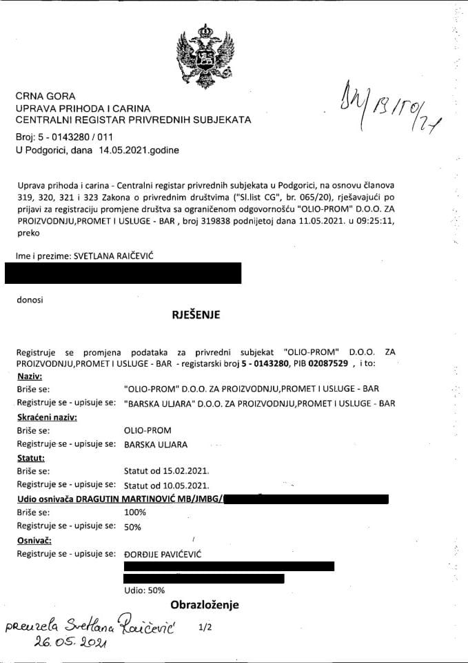 Информација X 05/02-УП-290/6-24