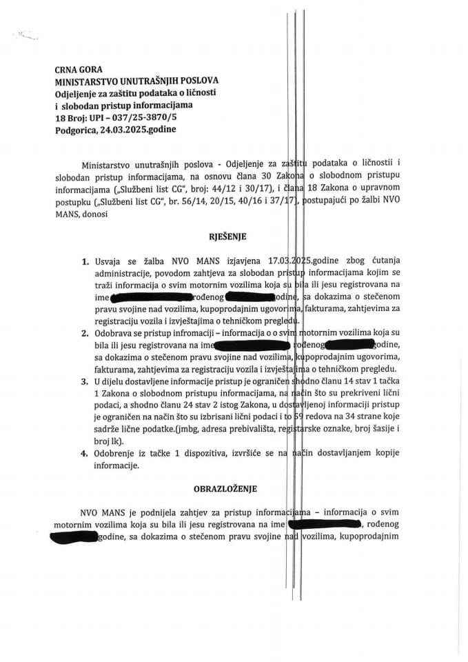 Rješenje br. 18-UPI-037/25-3870/5