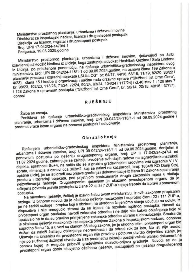 Drugostepena rješenja - UPII 17-042-24-1479-4-1 NEDIM HODŽIĆ