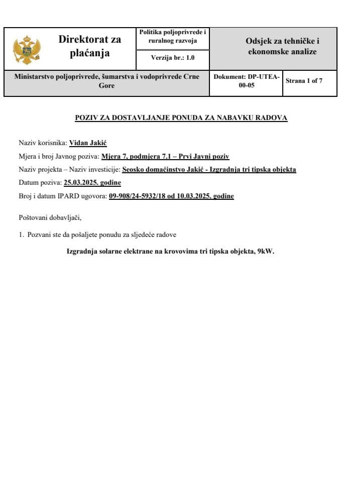 poziv-za-dostavljanje-ponuda-za-nabavku-radova - solarna elektrana