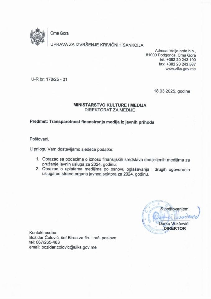 Извјештај медији  2024.