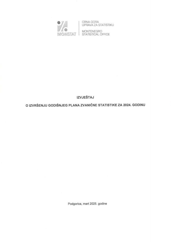Извјештај о извршењу Годишњег плана званичне статистике за 2024. годину