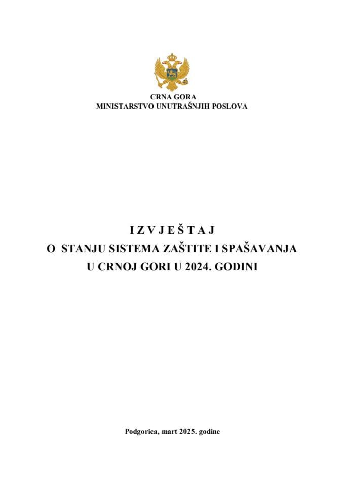 Izvještaj o stanju sistema zaštite i spašavanja u Crnoj Gori u 2024. godini