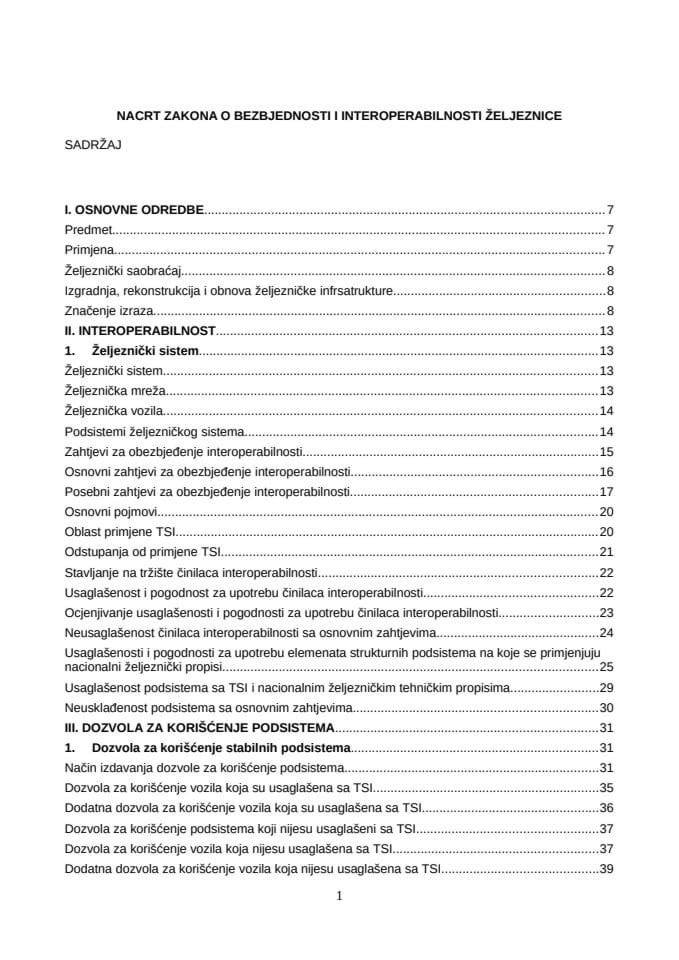 Нацрт Закона о безбједности и интероперабилности жељезнице