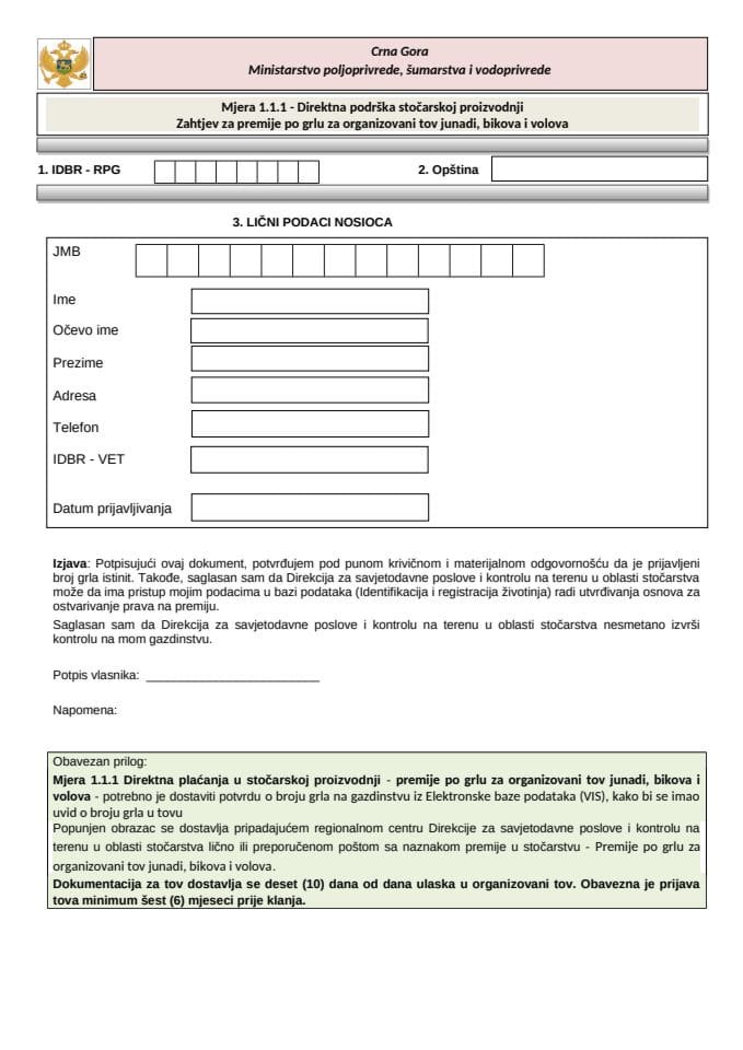 Obrazac - tov junadi bikova i volova 2025