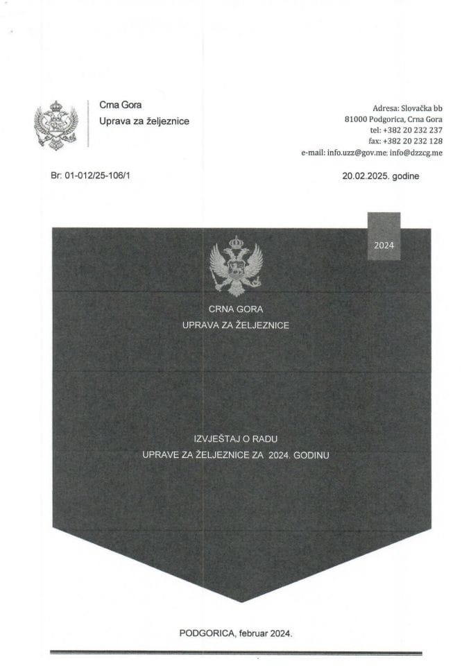 Izvještaj o radu Uprave za željeznice za 2024. godinu