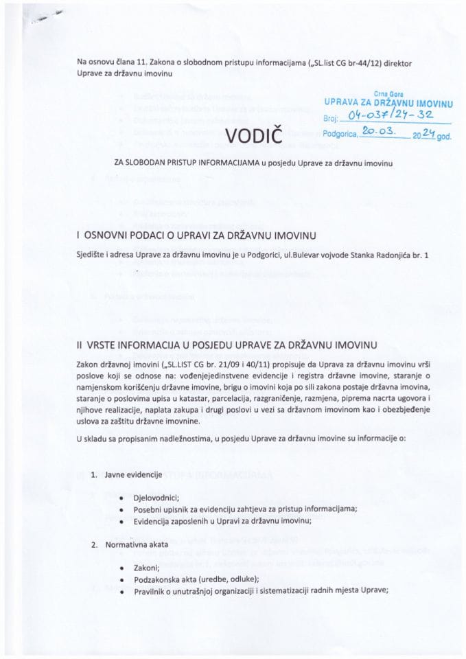 Vodič za Slobodan pristup informacijama za 2024.godinu