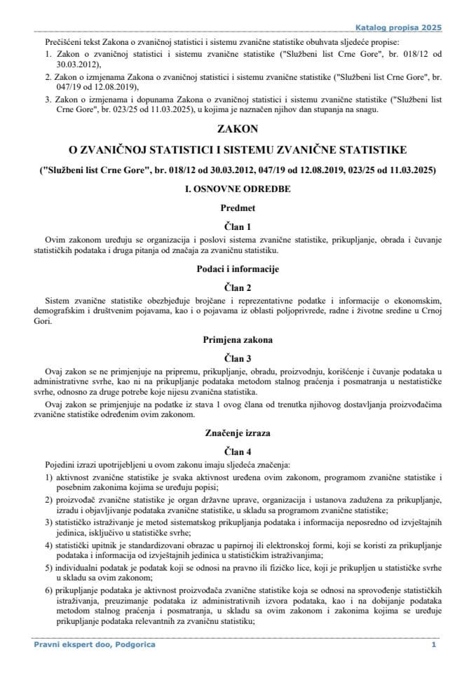 Zakon o zvaničnoj statistici i sistemu zvanične statistike