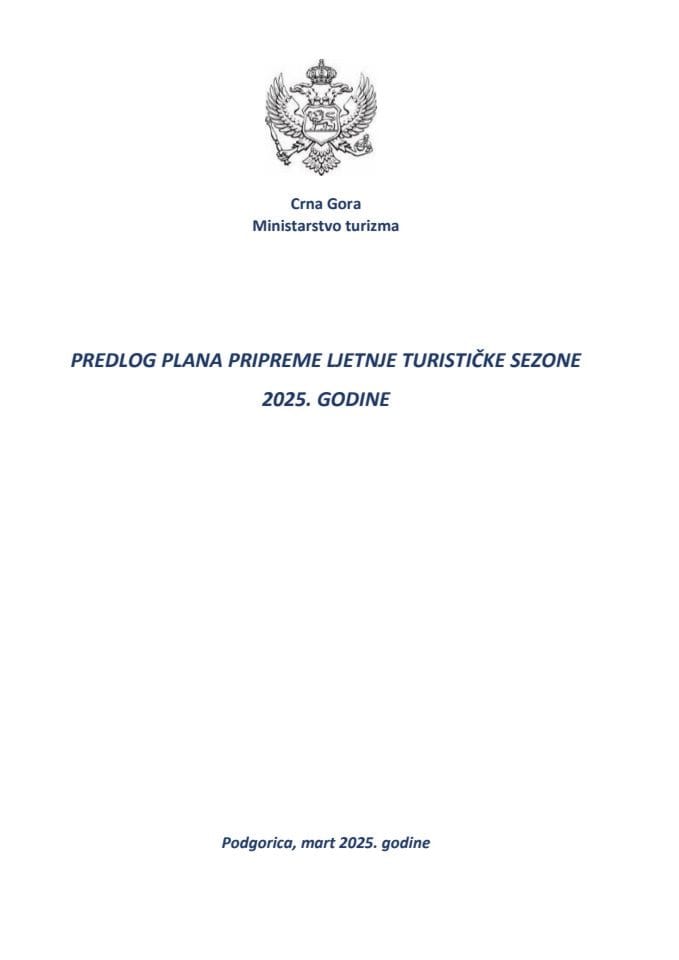 Predlog plana pripreme ljetnje turističke sezone 2025. godine