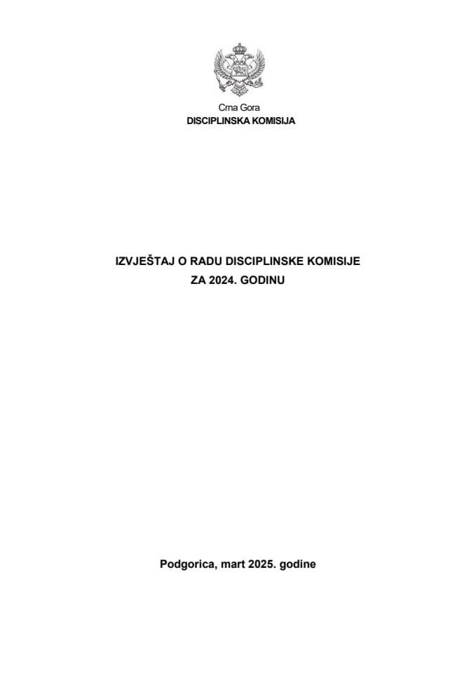 Izvještaj o radu Disciplinske komisije za 2024. godinu