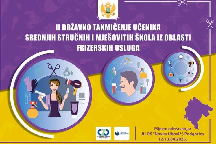 Najava održavanja II Državnog takmičenja učenika srednjih stručnih i mješovitih škola iz Crne Gore iz oblasti Frizerskih usluga