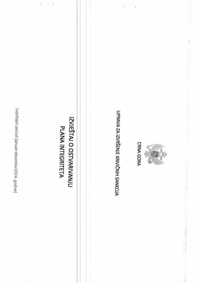 Izvještaj o ostvarivanju plana intregriteta