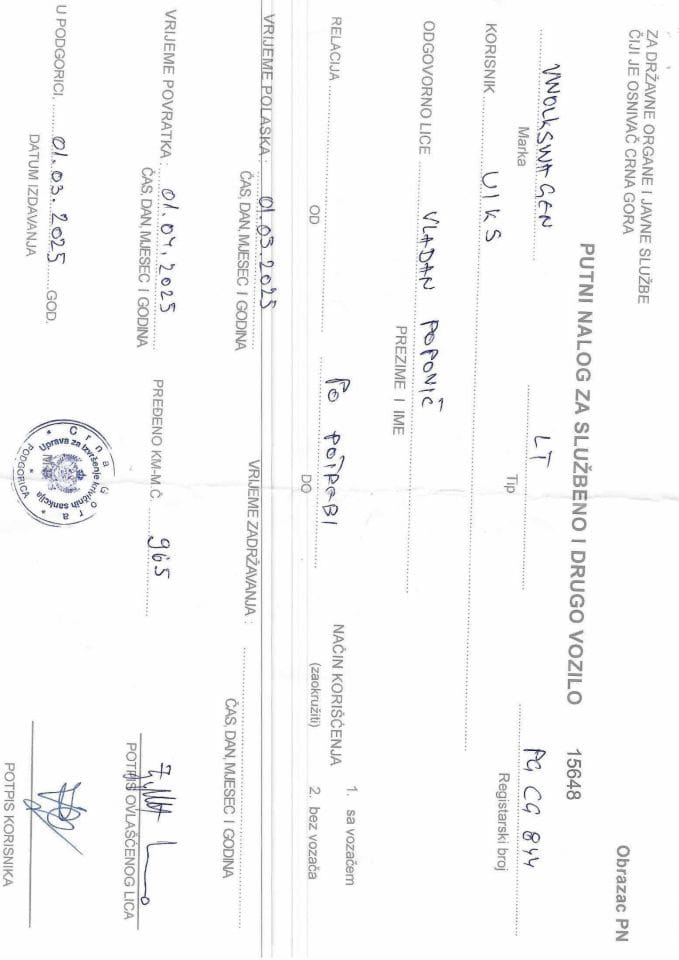 Putni nalozi, mart 2025. godine 3