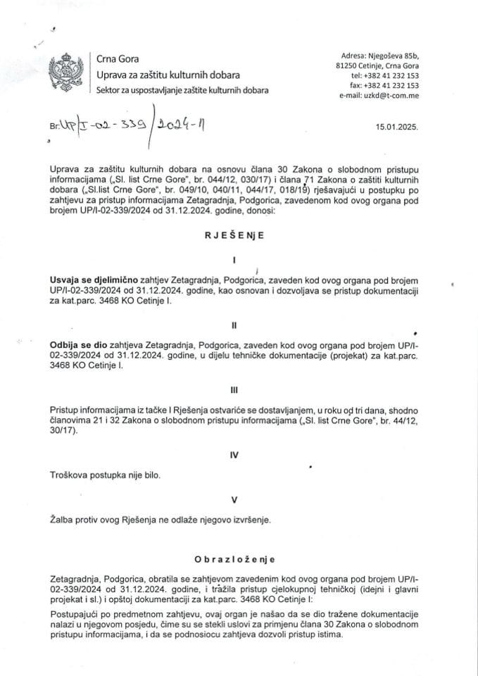 SPI Rješenje UP-I-02-339-2024-1 od 15.01.2025.