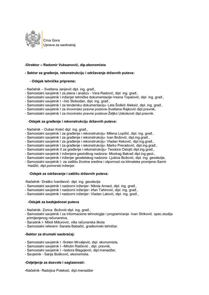 Spisak državnih službenika i namještenika, sa njihovim službeničkim i namješteničkim zvanjima 2025