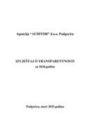 Izvještaj o transparentnosti za 2024. godinu - Agencija AUDITOR d.o.o. Podgorica