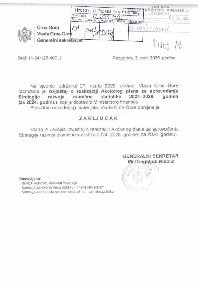 2. Закључак Владе ЦГ-Извјештај о реализацији АП за спровођење Стратегије раз.зв.стат 24-28, бр. 01-041_25-1398_1 од 4.4.2025.