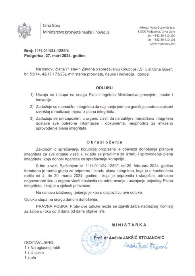 Plan integriteta MPNI