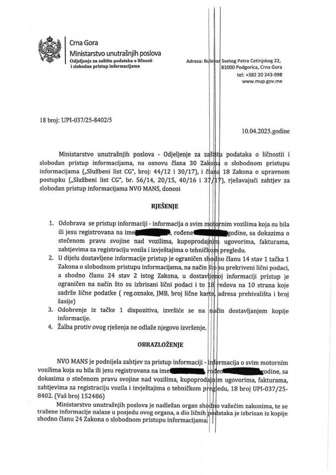 Rješenje br. 18-UPI-037/25-8402/5