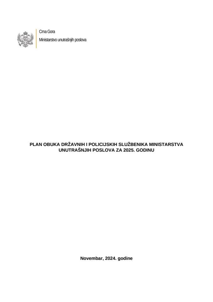 Plan obuka državnih i policijskih službenika Ministarstva unutrašnjih poslova za 2025. godinu