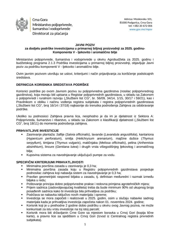 JP Aromaticno i ljekovito bilje - 2025