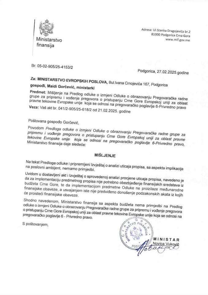 Mišljenje - RG 6 Privredno pravo