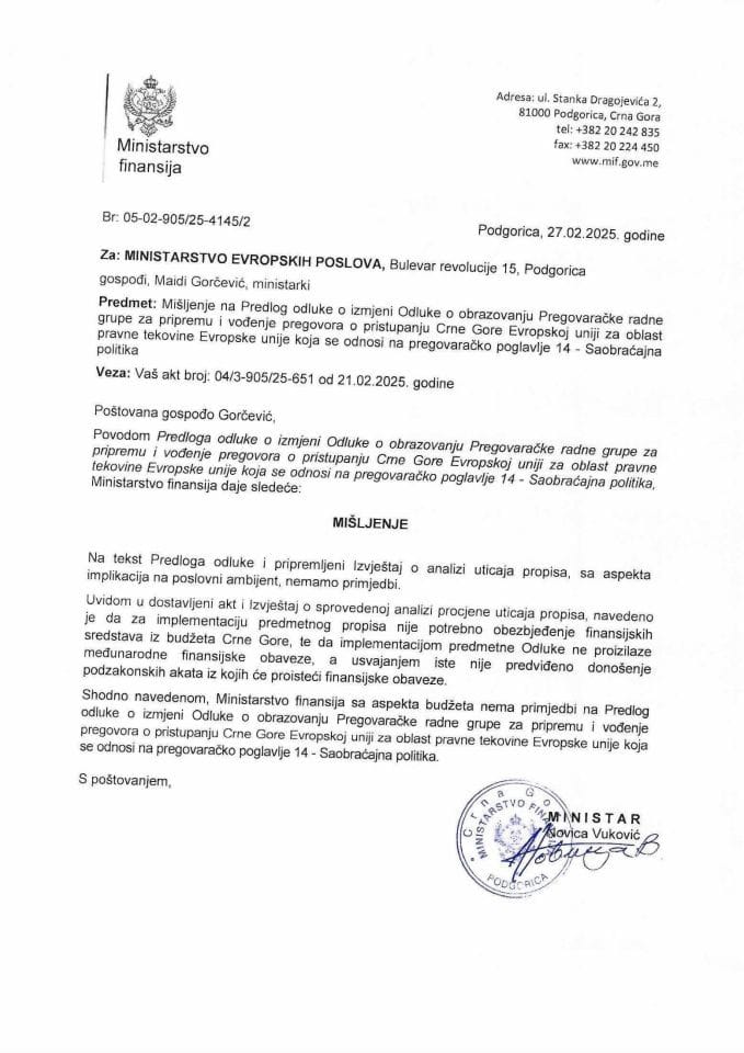 Mišljenje - RG 14 Saobraćajna politika