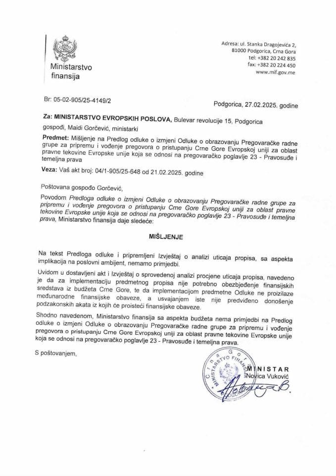 Mišljenje - R23 Pravosuđe i temeljna prava