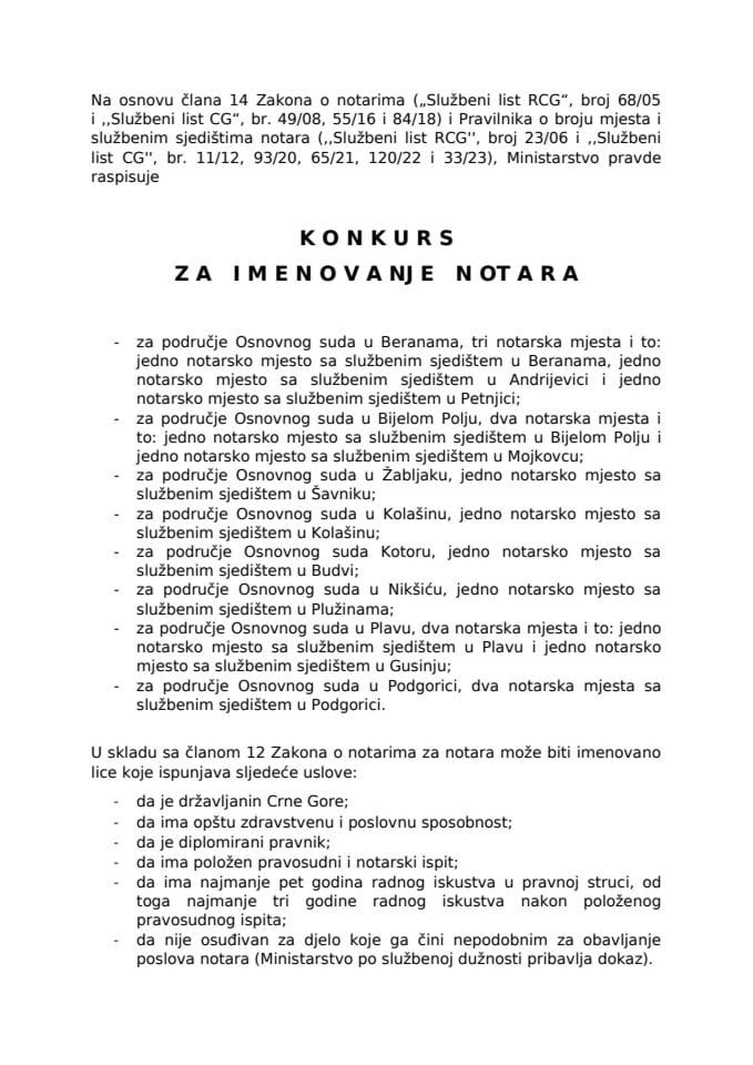 Konkurs za imenovanje notara