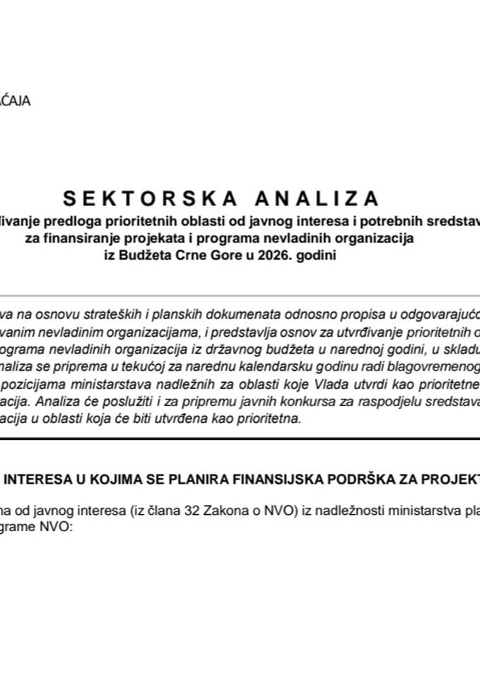 Sektorska analiza - zaštita životne sredine u saobraćaju - 2026