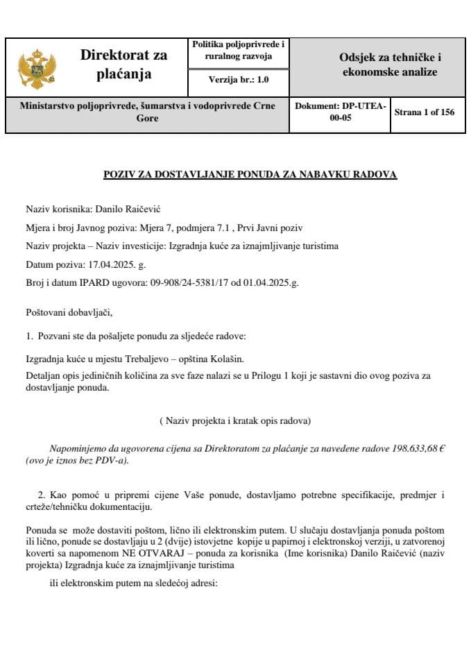 poziv-za-dostavljanje-ponuda-za-nabavku-radova-Danilo Raicevic 17.04.2025