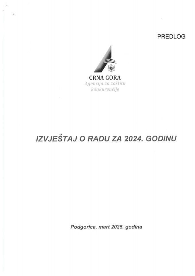 Izvještaj o radu Agencije za zaštitu konkurencije za 2024. godinu