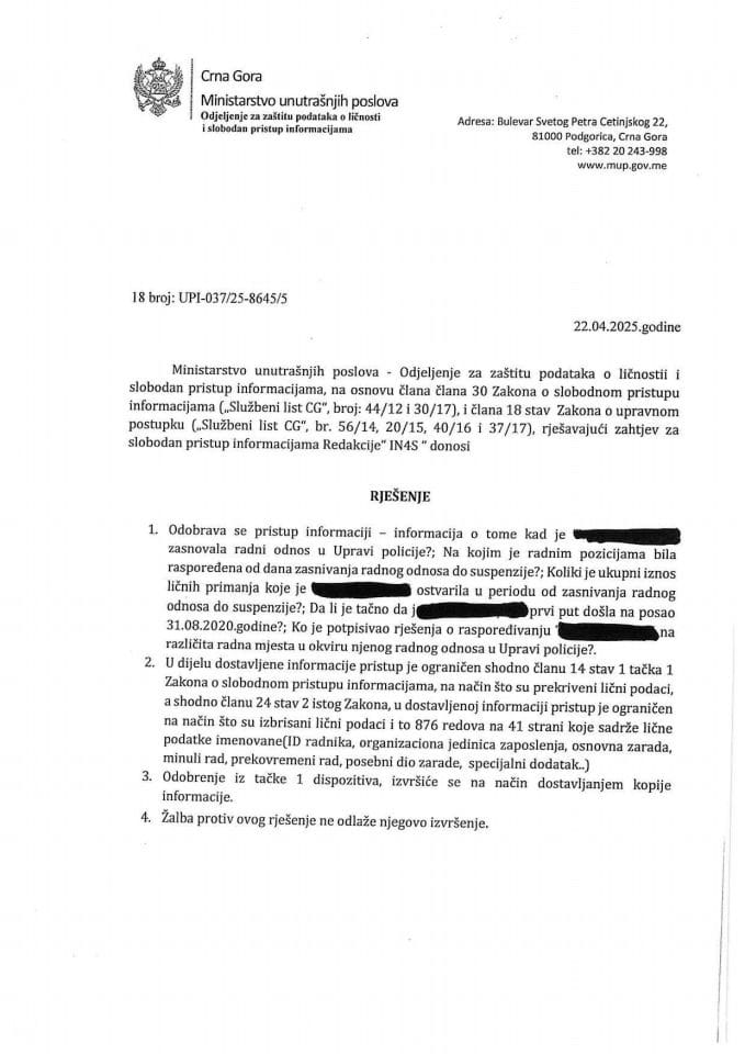 Rješenje br. 18-UPI-037/25-8645/5