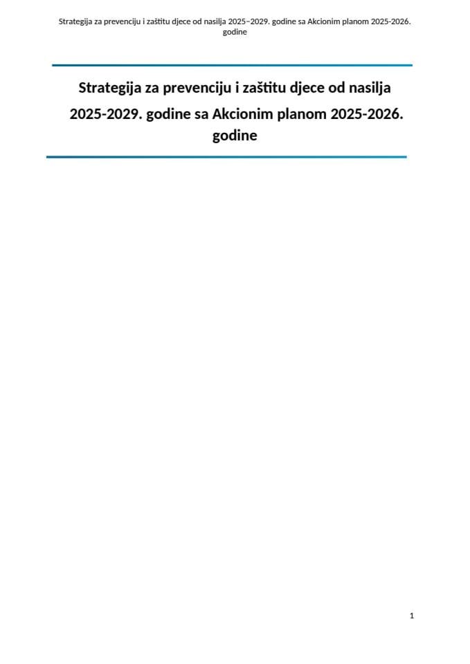 Strategija za prevenciju i zastitu djece od nasilja 2025-2029. godine sa Akcionim planom 2025-2026.