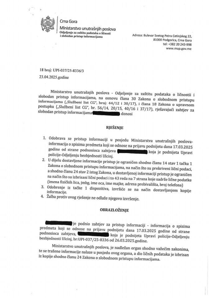 rješenje br. 18-UPI-037/25-8336/3