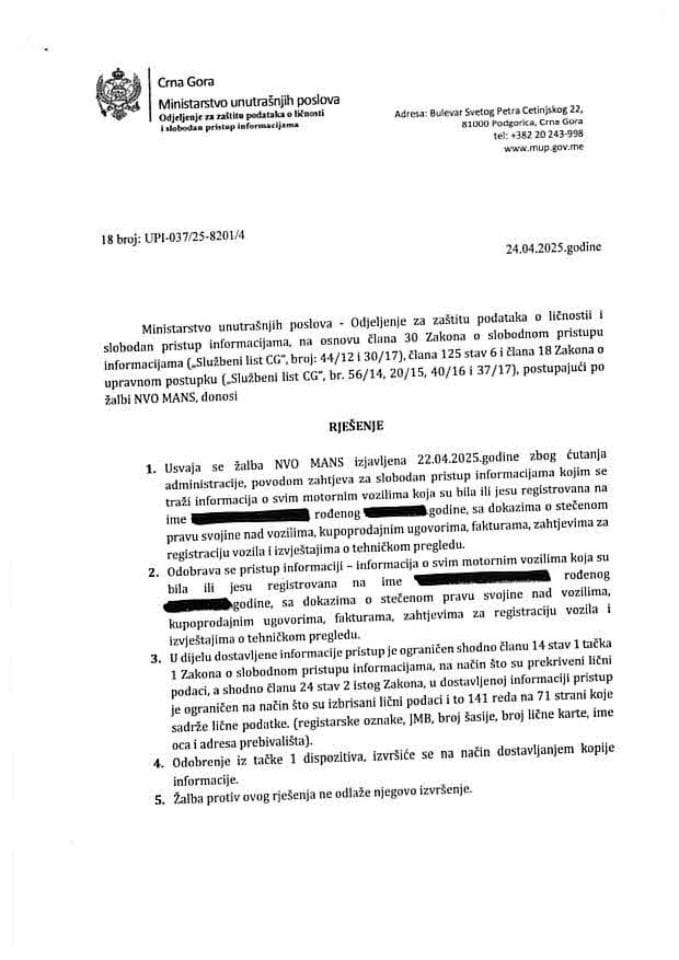 rješenje br. 18-UPI-037/25-8201/4