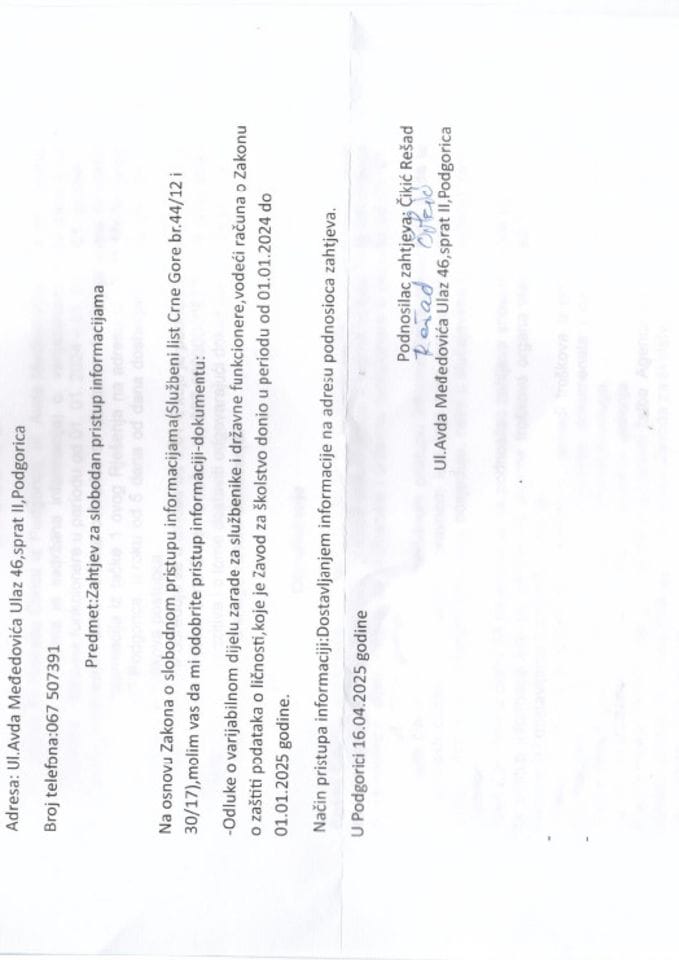 Zahtjev za slobodan pristup informacijama